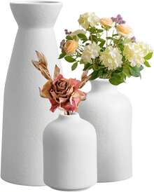 Jarrones de Cerámica,Pequeño Florero para Centro de Mesa,Jarrón Clásico,para La Decoración del Hogar Moderno,Mesa de la Boda,Fiesta,Escritorio,Sala de Estar,Dormitorio de Oficina - beige - Ver 9