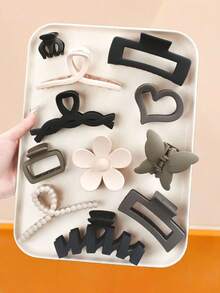 11件套简约优雅发夹套装，包含几何、花卉、爱心等多种设计——适合女性和女孩，满足日常、工作、约会等各种造型需求，也可作为鲜花、礼物、美发套装、发饰和头饰。