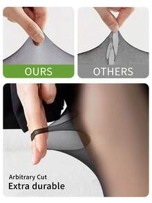 1 Pair Women's Multi-Color Core-Spun Tights, High Waist Leggings Suitable For Everyday Wear - Black - View 5