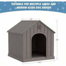 Dog House Outdoor Indoor, Weatherproof Insulated Dog House With Elevated Floor And Air Vents For Small To Medium Dogs,Easy Clean And Assemble (Grey1, 26.18''L * 24.02''W * 25.98''H) - 灰色1 - 查看 2