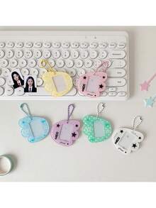 1pc Cartoon 1-Inch Wing Keychain Pendant, 1-Inch ID Photo Bag Charm, Bow Star Wing Small Pendant - Multicolor - View 2