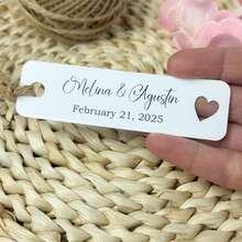 50pcs Customized Wedding Labels, White Cardstock Name Tags, Personalized Wedding Thank You Labels With Pre-Punched Holes ,Forever Love - White 1 - View 3