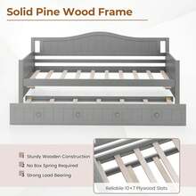 Twin Size Daybed With Trundle Solid Wood Sofa Bed With Slats Support Guest Bed - 預設 - 查看 8