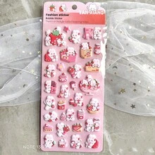 Miếng dán xốp EVA 3D hình chú thỏ dâu tây màu hồng dễ thương, miếng dán bong bóng trang trí nhật ký cô gái đáng yêu, miếng dán hình chú thỏ ôm dâu tây - Nhiều màu - Xem 8