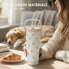 Pink Bow Stainless Steel Straw Lid Tumbler 30oz With Carry Handle For Women Girls, Insulated Travel Coffee Cup, Gift For Sports Outdoor Workout Christmas Birthday - 爪印 - 查看 6