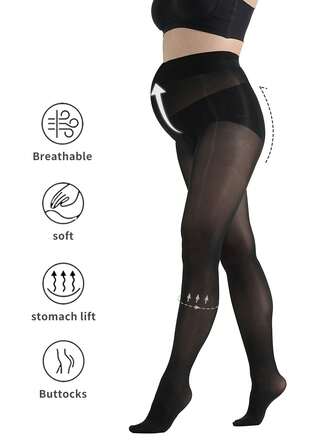 1PC Plus Size Horse Oil Maternity Pantyhose, Ultra-Thin Shiny Sexy Style For Summer, Anti-Snag & Non-Slip Crotch, Minimalist Solid Color Stretch Tights