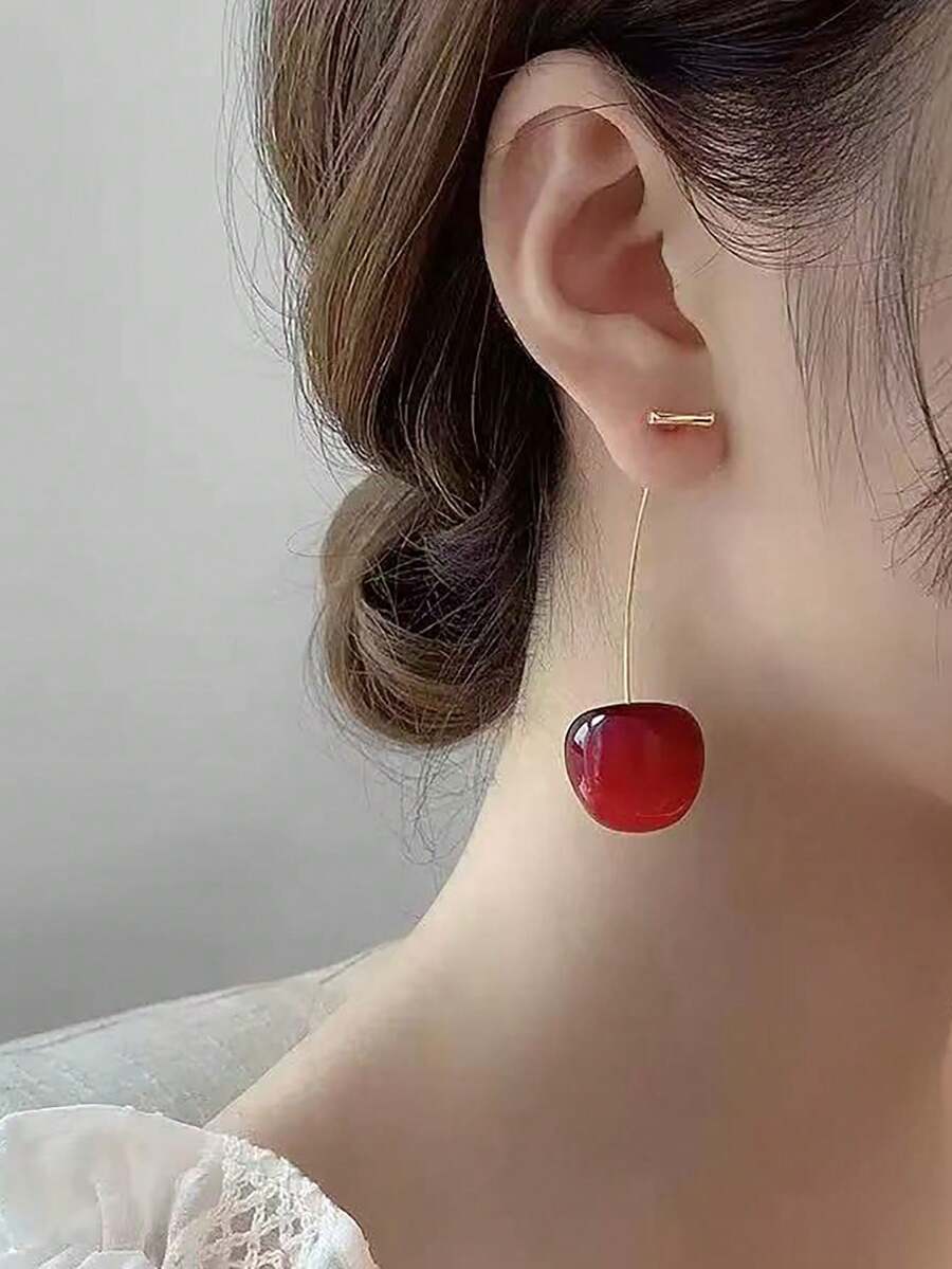 1 pieza Broche o pendiente de cereza artístico, elegante y de moda, accesorio versátil con elemento de fruta adecuado para uso diario, estilo callejero, regalo, combinación con trajes, suéteres, etc. - Multicolor - Ver 1