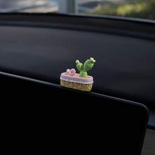 Healing Series Resin Tulip Car Ornament - Mini Floral Dashboard Decoration, Vibrant Pink And Yellow Tulips, No Power Required,  Car Interior Accessories, Exclusive For Women - Hai bông hoa mọng nước - Xem 9