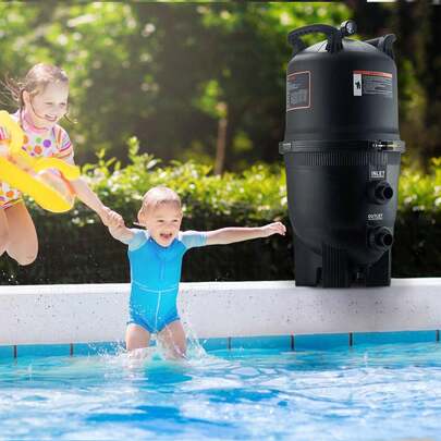 KOMHTOM Filtro a cartuccia per piscine, superficie filtrante 49 m², sistema di filtraggio per piscine fuori terra con filtro migliorato e protezione contro le perdite, per vasche idromassaggio, spa e piscine gonfiabili
