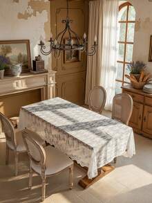 1件白色长方形蕾丝桌布，涤纶提花面料，防尘抗皱，易于打理，可机洗。是餐桌家居装饰、婚礼装饰、生日派对、橱窗展示、客厅和餐厅的理想桌布。 - 彩色 - 查看 5