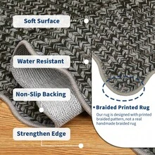 Simple Kitchen Modern Home Decor Area Rug Soft Non Slip Stain Resistant Carpet Thin Non Shedding Printed Floorcover Low Pile Bordered Entrance Runner Rug Washable Easy To Clean Mat Throw Rug For Laundry Living Room Hallway Bathroom Bedroom Dinning Room - Abu-abu Coklat - View 5