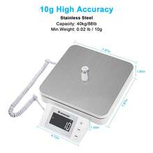 Digital Shipping Scale 88lb*0.1oz, Durable Stainless Steel Postal Scale With Tare, 4 Weighing Modes, Shipping Scale For Packages, Postage Package Scale - White - View 3