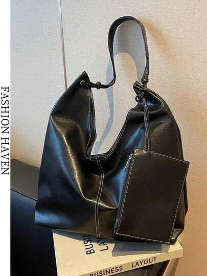 1pc Vintage Stylish One Shoulder Handbag Tote Bag, Large Capacity For Women, Suitable For Party, Banquet, Daily Commute, Can Hold Phone, Mirror, Keys, Lipstick, Wallet, Ideal As Christmas, Mother's Day, Birthday Gift