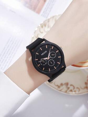  1件KEZZI夏季自然风大表盘硅胶韩版石英表，适合日常装饰