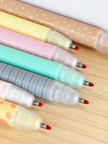 4 Packs Erasable Pen Cute Animal Press Neutral Pen Cartoon Elementary School Student Thermal Eraser Crystal Blue