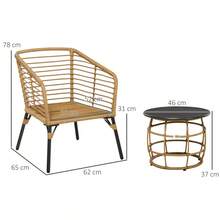 Outsunny Rattan Garden Furniture Set, 3 Pieces, Seating Group Including Coffee Table And 2 Chairs, Bistro Set With Cushions, Balcony Furniture, Sand+Dark Grey - 1 - View 3