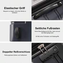 Hartschalenkoffer, Rollkoffer, Handgepäckkoffer, 4 Rollen, ABS-Material, Mit Zahlenschloss, 41,5*27,5*59, Farbverlauf Schwarz-Grau - Black - View 3