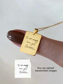 1pc Custom Handwriting Necklace, Actual (Your Own) Handwriting, Personalized 18k Gold Engraved Pendant Necklace, Personalized Signature Jewelry, Suitable For Women, Personalized Gift For Friends, Couples And Family, Special Design Birthday Gift Jewelry,Gifts For Her Girlfriend,Mom,Family,Friends For Anniversaries,For Birthdays,For Daily Wear,For Prom,For Mother's Day - 彩色 - 查看 9