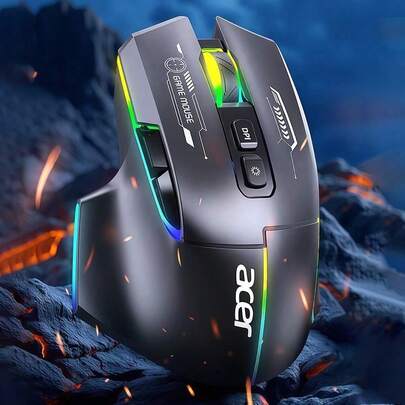Acer MW950 Plus Multi-Functional Gaming Mouse: Adjustable DPI, Customizable Macro Settings, Ergonomic Grip, RGB Backlighting, Suitable For Office And Esports Scenarios, Black, Wireless, Tri-Mode