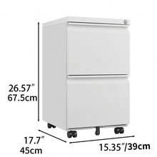 2-Drawer Lockable Filing Cabinet, Under-Desk Metal Rolling File Cabinet Fits Letter/Legal/A4 Size For Home Office, Mobile Filing Cabinet, Assembly Required, Black