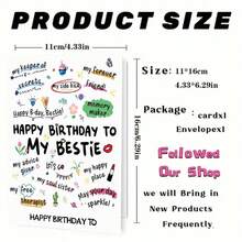 Tarjeta de felicitación de cumpleaños para la mejor amiga - "¡Feliz cumpleaños, amiga!" Con etiquetas divertidas como "Terapeuta gratis" "Creadora de recuerdos" (Incluye sobre) - Multicolor - Ver 4