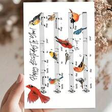 Adult Birthday Greeting Card - Musical Birds On Sheet Music For Nature & Music Enthusiasts (Includes Envelope) - Multicolor - View 10