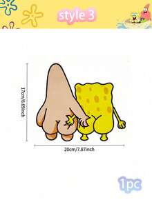 SpongeBob SquarePants 1张海绵宝宝抓屁股卡通车贴，可定制，创意十足，适用于电动自行车，刮擦式车窗装饰贴纸；海绵宝宝车贴，派大星捏屁股，趣味十足，适用于电动摩托车，汽车玻璃装饰 - 彩色 - 查看 12