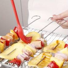 6pcs/12pcs Stainless Steel Barbecue Skewers, Flat Skewers For Grilling Kebabs, Meat, Sausages - Silver - View 4