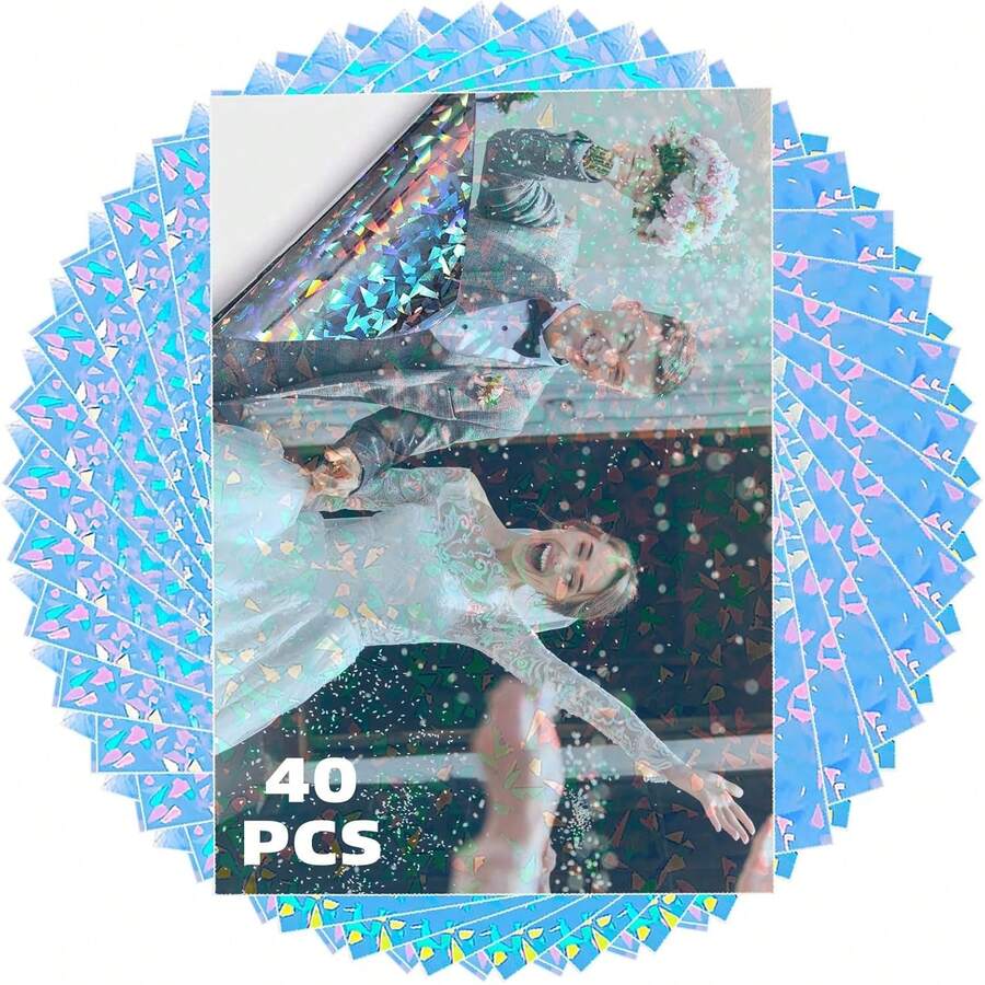 EstiloPapel HolográFico Adhesivo De 40 Hojas De 8,5 X 11'', HolográFico Papel Imprimible Para Impresoras De InyeccióN De Tinta Y LáSer, Vinil Holografico Adhesivo De Impermeable Y Secado RáPido Para DIYVersióN Mejorada - Patrón de Diamante - Ver 1
