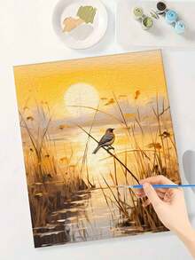 DIY Paint By Numbers Kit - Wetlands & Reeds Scene 19.7x15.7" Canvas, Acrylics & Brushes Included (Frame Not Included) - Multicolor - View 4
