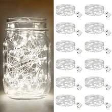 30 Packs Of Fairy Light String Lights 6, 5 Feet 20 LED Waterproof Christmas Lights, Silvery Wire Fireflies, Star And Moon Lights, Bedroom DIY, Party, Wedding, Christmas, Birthday, Garden DIY Decoration, Indoor String Lights, Valentine'S Day, Angel Theme, Plastic Material, Button Control, Non-Rechargeable Battery, Switch Control, Diameter <20mm, Battery Powered, For Bedroom, Party, Wedding, Christmas, Birthday, Garden DIY Decoration, Indoor - 暖白光 - 查看 14