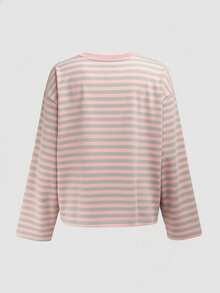 QUNGIGU Women's Long Sleeve Casual Round Neck Basic Blouse, Loose And Comfortable, Autumn - Pink - View 5