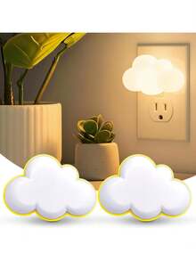 Smart 4pcs Night Lights - Plug-In With Dusk-To-Dawn Sensor - Automatically Turn On And Off For Bedroom, Bathroom, Hallway, Kitchen - 雲朵 - 查看 1