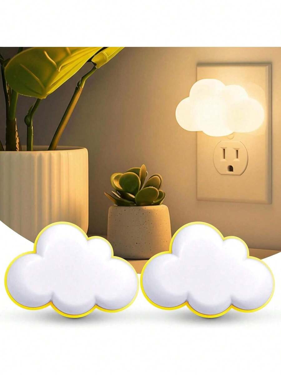 Smart 4pcs Night Lights - Plug-In With Dusk-To-Dawn Sensor - Automatically Turn On And Off For Bedroom, Bathroom, Hallway, Kitchen - 雲朵 - 查看 1