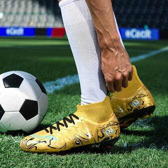 1 Pair Men/Women Adult Student Football Shoes, Low-Top Outdoor Team Competition Sports Shoes, Large Size Non-Slip Wear-Resistant AG Studs FG Natural Grass Soft Ground Real Grass Men's Football Training Shoes Lace-Up Rugby Shoes Leather Football Boots, Lightweight High-Performance Anti-Slip Design High-Top Professional Football Boots, Hot Selling Factory Direct