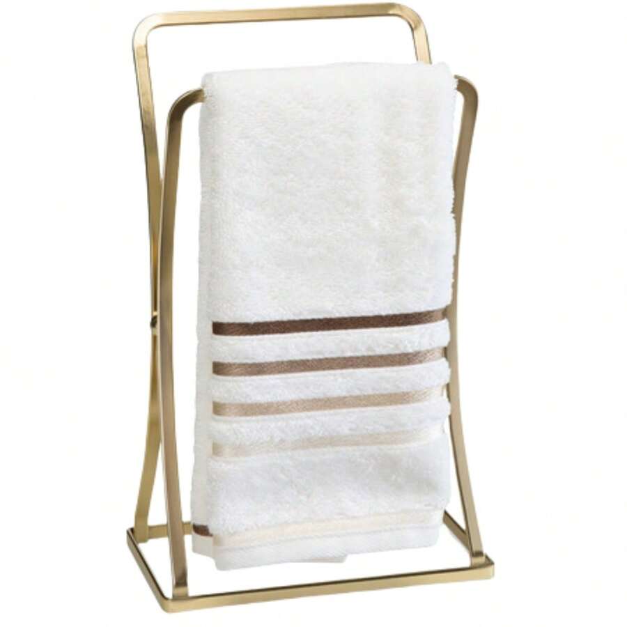 Porta Toalha Rosto Lavabo Pia De Banheiro Em Aço Dourado Luxo Arthi - Dourado - Visão 1