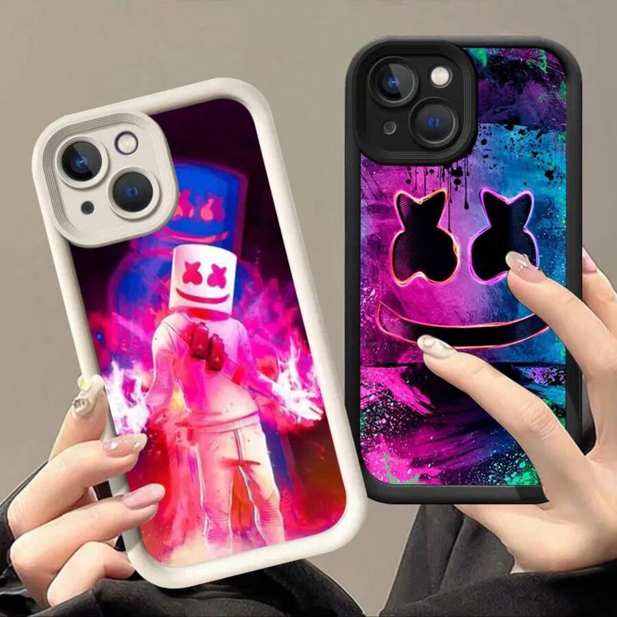 Funda de teléfono de silicona suave Cool Marshmallow Dj compatible con Apple 12 13 Mini 11 14 15 16 Pro Max 7 8 Plus, funda compatible con 17, funda 17 Pro, funda 17 Pro Max - Blanco 05 - Ver 1