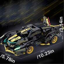 MOC跑车积木套装，摩托车积木，塑料拼装玩具，适用于蓝色赛车玩具模型，可作为客厅和卧室的家居装饰，是生日、万圣节、圣诞节的理想礼物——时尚设计，激发创造力，寓教于乐。