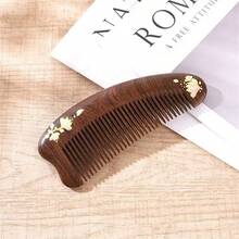 1pc Hand-Painted Flower Meridian Scalp Massage Comb, Anti-Static Natural Golden Sandalwood Hair Comb For Girls, High-End New Year Gift For Ladies, Can Be Given To Elders, Best Friends, Holiday Gift Comb - Multicolor - View 9