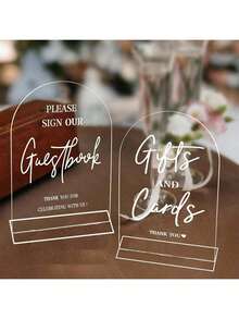 2pcs Clear Acrylic Wedding Signs For Ceremony And Reception, 5x7 Inch Modern Wedding Signage, Guest Book Sign, Cards And Gifts Sign For Wedding, Wedding Reception Signs With Holder,Wedding Decor,Home Decor ,Room Decor Party Favors Bride Birthday Graduation Birthday Decorations Party Decorations Bachelorette - Multicolor - View 17