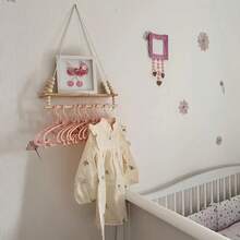 Bohemian Style Tassel Hanging Rack With Wooden Beads, Handmade Floating Wall Shelf For Storing Towels, Plants, Photos, Multifunctional Wall Decor For Living Room, Kitchen, Indoor And Outdoor Use