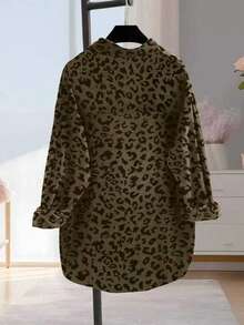 Women's Solid Color Front Button Long Sleeve Faux Pocket Casual Shirt Spring Vacation - Green Print - View 2