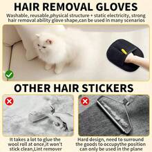 1只黑色宠物毛发清洁手套，两种尺寸可选，五种颜色可选，多功能宠物用品，适用于猫狗。有效去除衣物、沙发、家具和猫抓板上的宠物毛发，尤其适合冬季换毛季。双面清洁手套，可用于宠物美容和家居毛发清洁。宠物主人保持家居环境清洁的必备工具。 - 彩色 - 查看 6