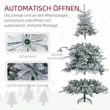 HOMCOM Christmas Tree 180 Cm, With Artificial Snow, Flame Retardant, Quick Assembly And Disassembly, Metal Base - Silver - View 1
