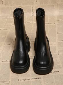 厚底粗腿高筒靴，带松紧带，秋冬新款，派对必备