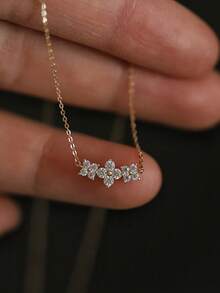 1 chiếc vòng cổ bạc Sterling S925 hình cỏ ba lá Zirconia, vòng cổ mặt dây chuyền mini 3 bông hoa tinh tế dành cho nữ, vòng cổ choker thời trang và đa năng, quà tặng - Cỏ bốn lá - Xem 2