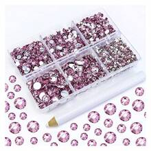 4500PCS Resin Flatback Rhinestone, 2mm 3mm 4mm 5mm 6mm Light Pink Flatback Rhinestones For Tumblers, Nails Art, Mugs, Bottles, Craft Dration, Loose Bling Glitter Gem Stone - 多色112 - 查看 1