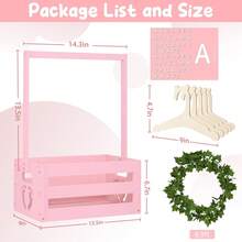 Baby Shower Gifts Basket Wooden Crate, 26-Letters And Baby Clothes Hangers New Born Baby Girl Boy Gifts Vine Decorations Cute Closet With Handle Pregnancy Gifts For New Mom Parents - Hồng - Xem 8