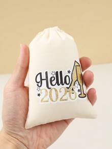 6个2026新年主题礼品袋,可重复使用,带抽绳,混合新年礼品袋,2026新年派对装饰,新年快乐派对装饰礼品,派对回礼包装,糖果袋,新年礼物,小礼品袋,派对小礼品 - 新年快樂 - 查看 9
