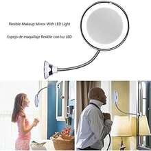 Makeup Mirror LED Light Suction Cup 360° Swivel Flexible Gooseneck 10X Magnifying For Travel & Home Bathroom Vanity (White) - As Pic - View 5